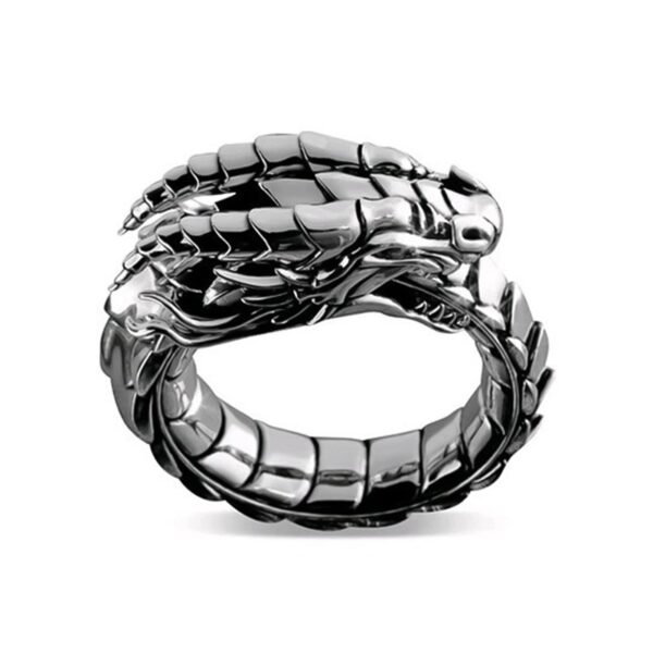 Vintage Dragon Engraved Ring – Bold Metal Statement Piece
