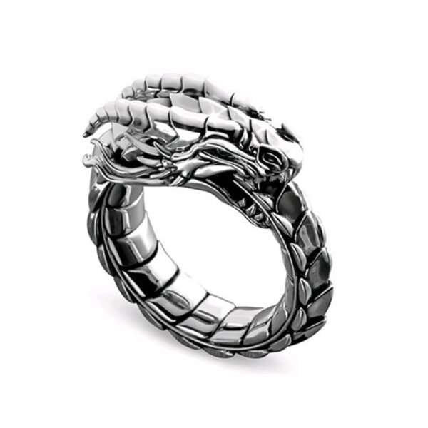 Vintage Dragon Engraved Ring – Bold Metal Statement Piece