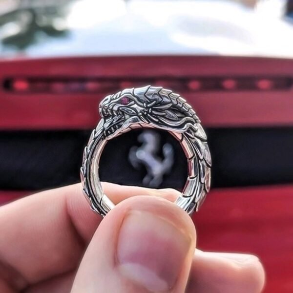Vintage Dragon Engraved Ring – Bold Metal Statement Piece
