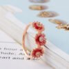 Pink Daisy Trio Ring – 925 Sterling Silver Floral Design