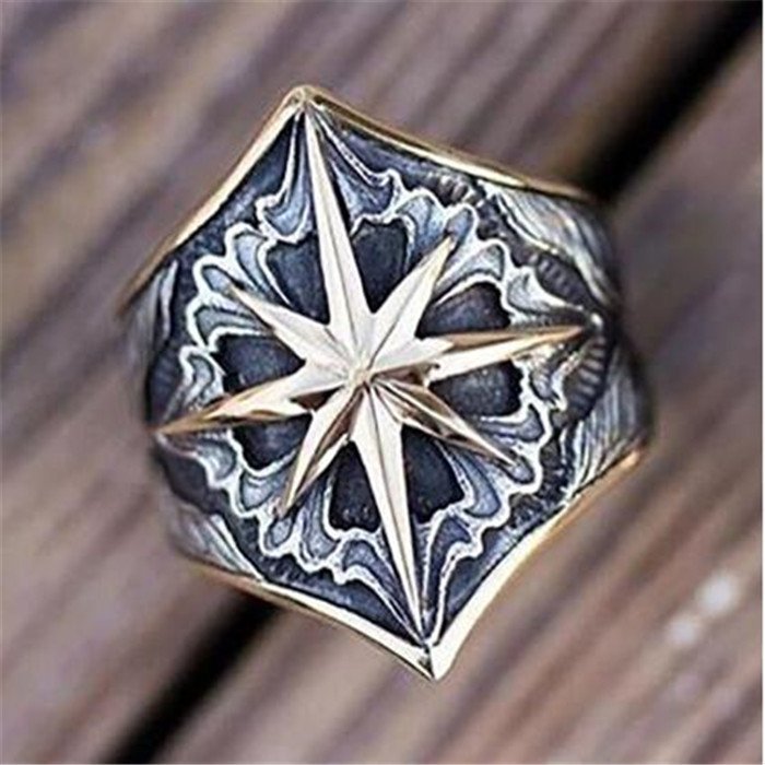 Two-Tone Vintage Glyph Ring – Bold & Stylish