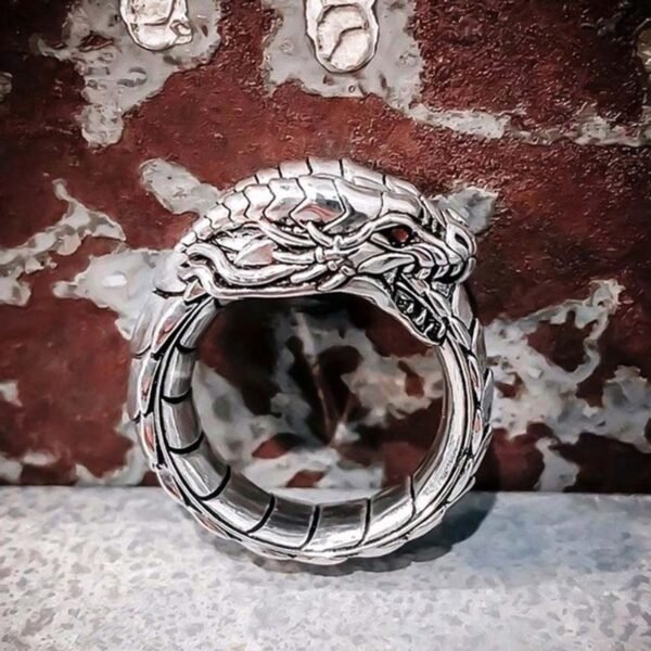Vintage Dragon Engraved Ring – Bold Metal Statement Piece