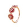 Pink Daisy Trio Ring – 925 Sterling Silver Floral Design